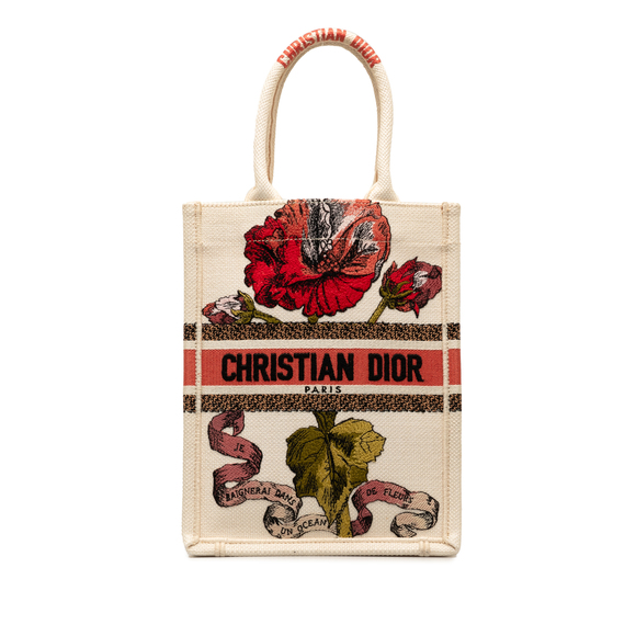 Pre-Loved Dior Fleurs Bibliques Embroidery Vertical Book Tote - Picture 1 of 8
